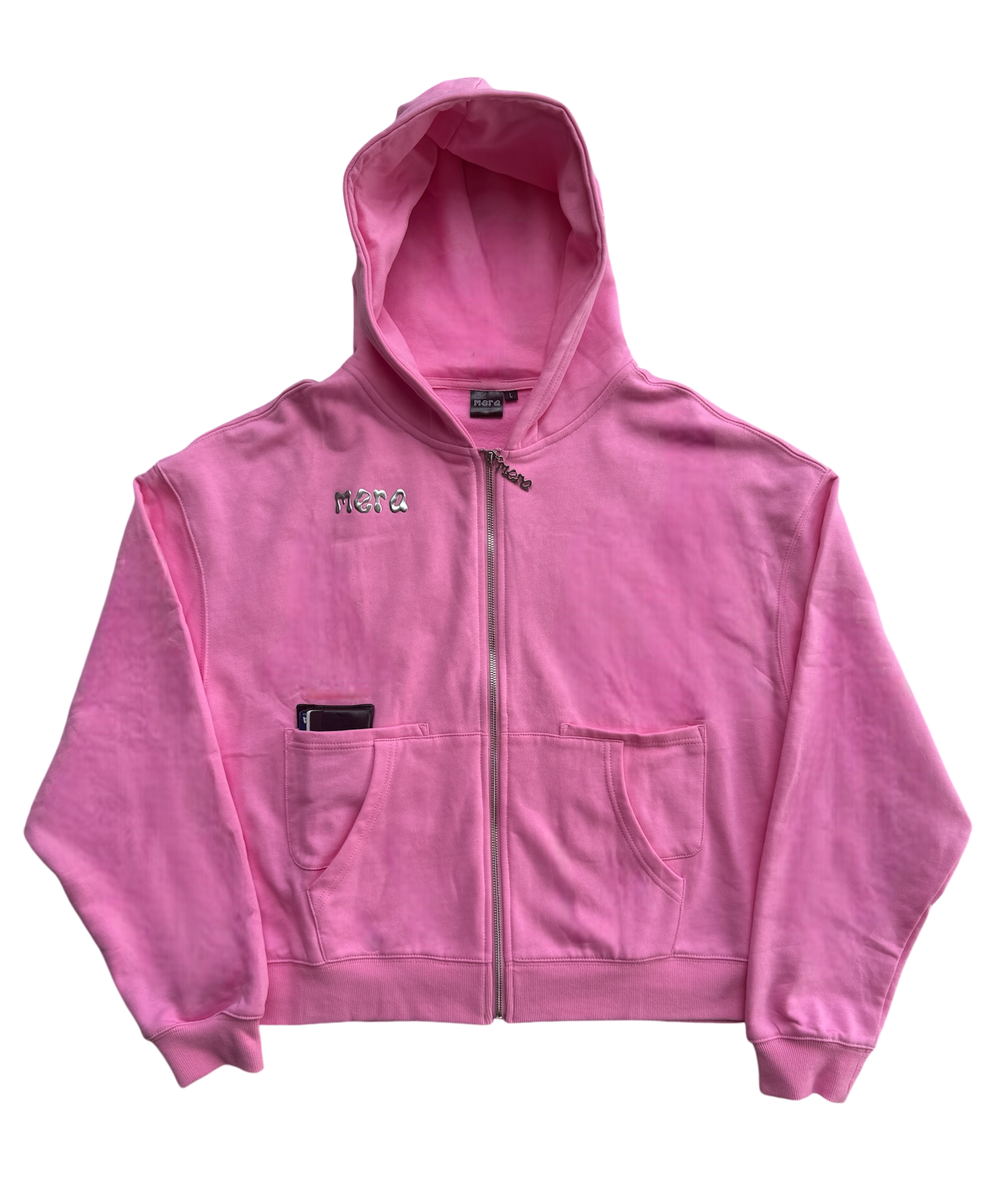 Sudadera con capucha rosa con cremallera
